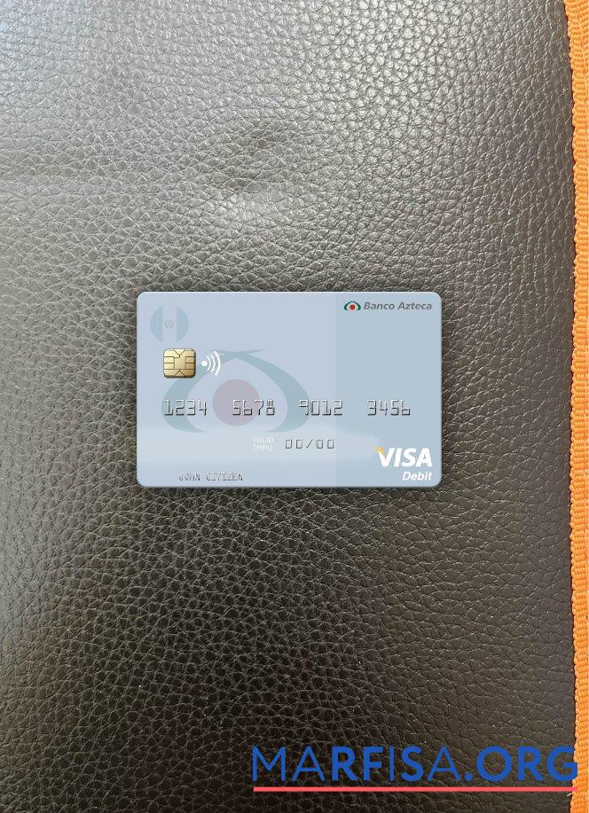 Blank Guatemala Azteca Bank visa debit card photolook front download for verification